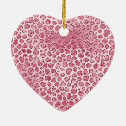 Girly Pink Blush Glitter Leopard Print Keramisch Ornament (Voorkant)