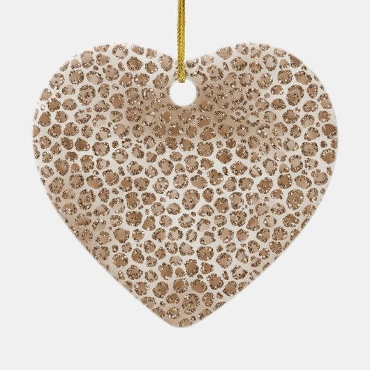 Girly Pink Blush Glitter Leopard Print Keramisch Ornament (Achterkant)