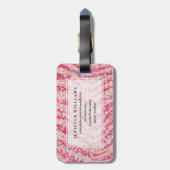 Girly Pink Blush Glitter Zebra Pattern             Bagagelabel (Achterkant verticaal)