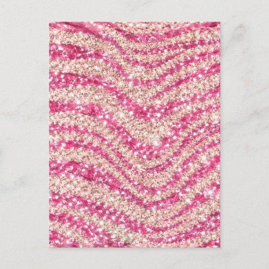 Girly Pink Blush Glitter Zebra Pattern             Briefkaart (Voorkant)