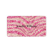 Girly Pink Blush Glitter Zebra Pattern             Etiket (Voorkant)