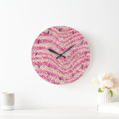 Girly Pink Blush Glitter Zebra Pattern             Grote Klok (Huis)