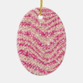 Girly Pink Blush Glitter Zebra Pattern             Keramisch Ornament (Voorkant)