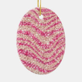Girly Pink Blush Glitter Zebra Pattern             Keramisch Ornament (Achterkant)