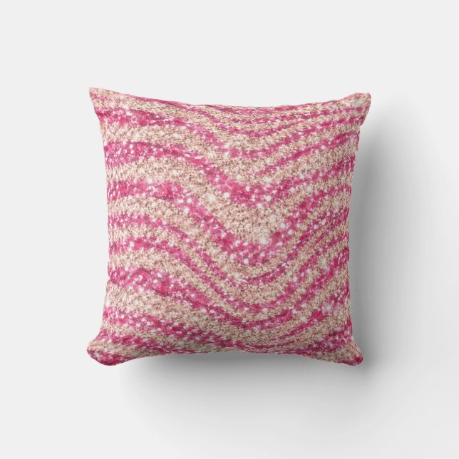 Girly Pink Blush Glitter Zebra Pattern             Kussen (Voorkant)
