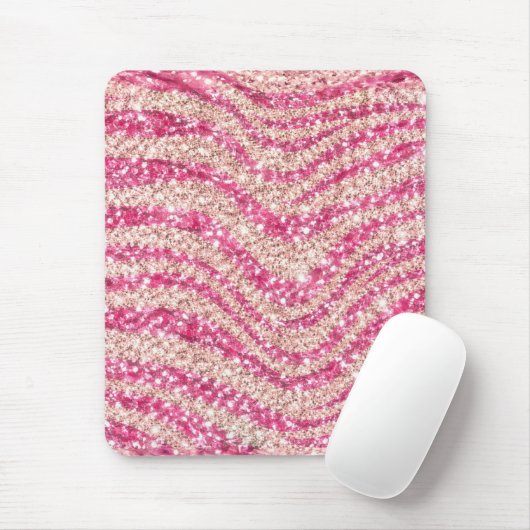 Girly Pink Blush Glitter Zebra Pattern             Muismat (Met muis)