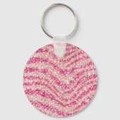 Girly Pink Blush Glitter Zebra Pattern             Sleutelhanger (Achterkant)