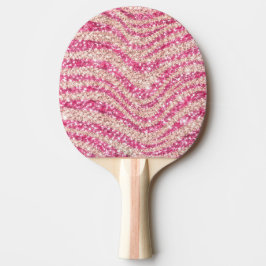 Girly Pink Blush Glitter Zebra Pattern             Tafeltennisbatje