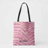 Girly Pink Blush Glitter Zebra Pattern Tote Bag (Voorkant)