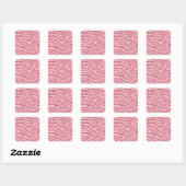 Girly Pink Blush Glitter Zebra Pattern             Vierkante Sticker (Vel)