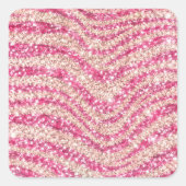 Girly Pink Blush Glitter Zebra Pattern Vierkante Sticker (Voorkant)
