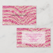 Girly Pink Blush Glitter Zebra Pattern             Visitekaartje (Voorkant / Achterkant)