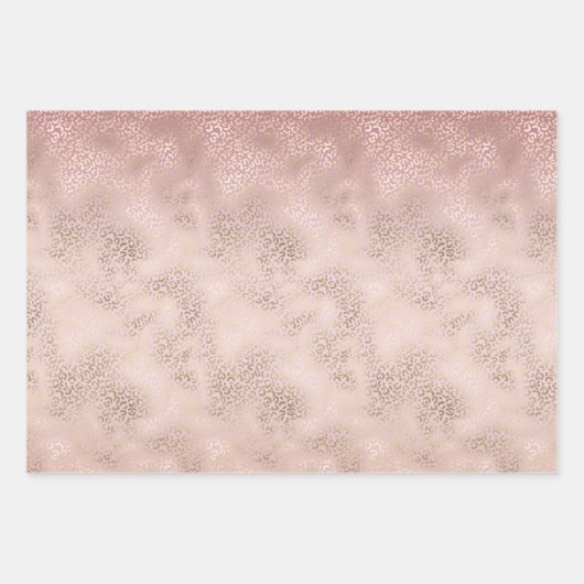 Girly Pink Blush Gold Ombre Leopard Print Inpakpapier Vel (Voorkant)