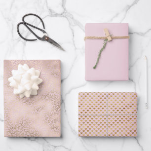 Girly Pink Blush Gold Ombre Leopard Print Inpakpapier Vel