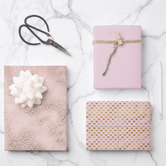 Girly Pink Blush Gold Ombre Leopard Print Inpakpapier Vel (Voorkant)