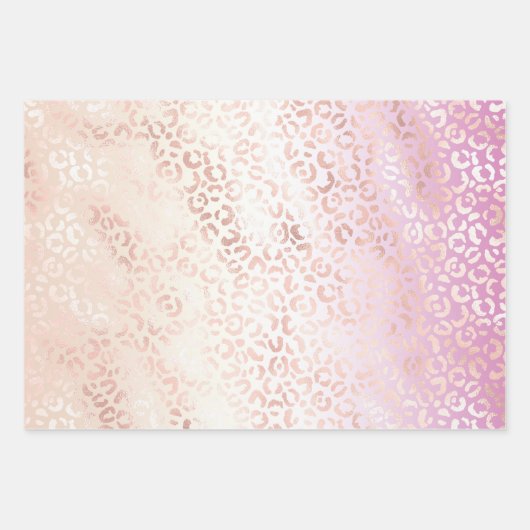 Girly Pink Blush Peach Glam Leopard Print Tie kleu Inpakpapier Vel (Voorkant)