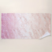 Girly Pink Blush Peach Glam Leopard Print Tie kleu Strandlaken (Voorkant)