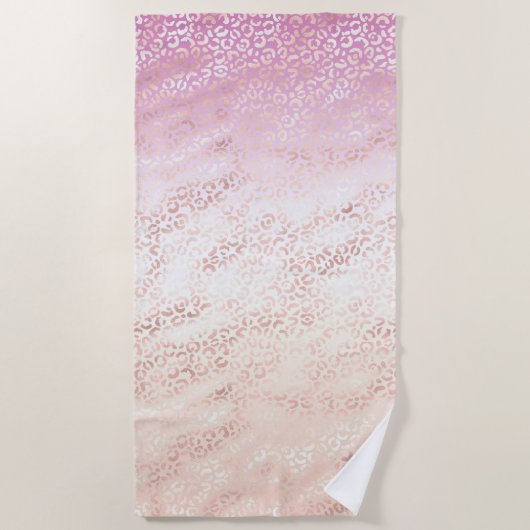 Girly Pink Blush Peach Glam Leopard Print Tie kleu Strandlaken (Voorkant)