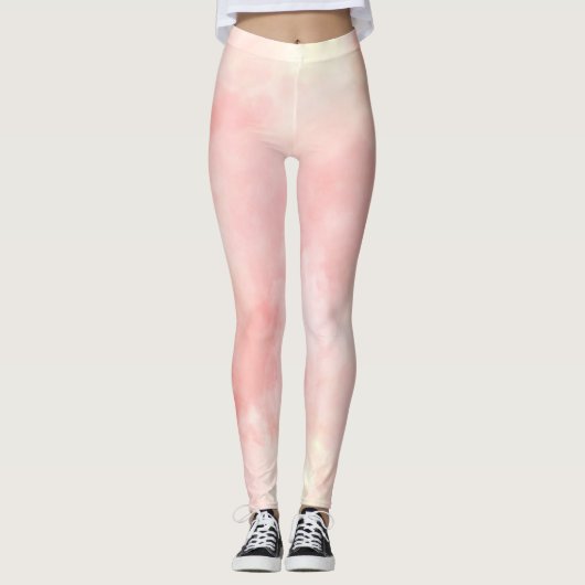 Girly Pink Blush Peach Leggings (Voorkant)