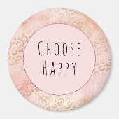Girly Pink Blush Peach leopard Print Magneet (Voorkant)