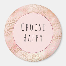 Girly Pink Blush Peach leopard Print Magneet