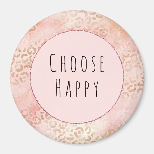 Girly Pink Blush Peach leopard Print Magneet (Voorkant)