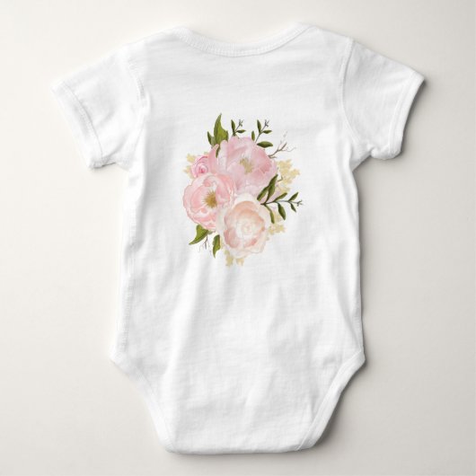 Girly Pink Blush Silver Floral Princess Crown Romper (Achterkant)