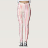 Girly Pink Blush White Stripes Leggings (Voorkant)