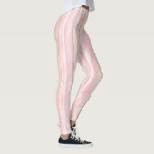 Girly Pink Blush White Stripes Leggings (Rechts)