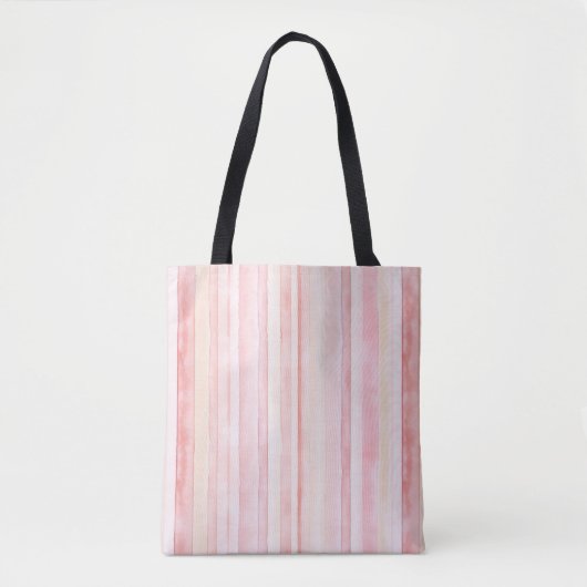 Girly Pink Blush White Stripes Tote Bag (Voorkant)