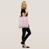 Girly Pink Blush White Stripes Tote Bag (Op model)