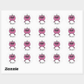 Girly Pink Bonjour Pig Round Sticker (Vel)