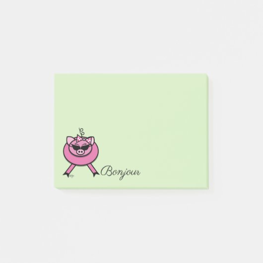 Girly Pink Bonjour Post-it® Notes (Voorkant)