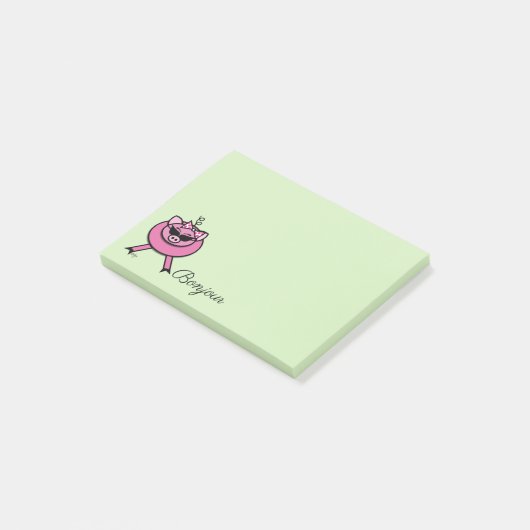 Girly Pink Bonjour Post-it® Notes (Schuin)