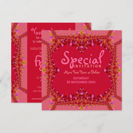 Girly Pink Boudoir Special Party Uitnodiging (Voorkant / Achterkant)