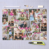 Girly Pink Bow 12 herhaalde foto's in een collage Tissuepapier (Craft)