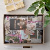 Girly Pink Bow 12 herhaalde foto's in een collage Tissuepapier (Geschenk)