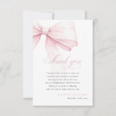 Girly Pink Bow Baby shower Bedankkaart (Voorkant)