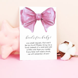 Girly Pink Bow Baby shower Boeken voor Baby Informatiekaartje
