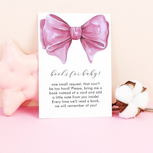 Girly Pink Bow Baby shower Boeken voor Baby Informatiekaartje