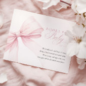 Girly Pink Bow Baby shower Boeken voor Baby Informatiekaartje