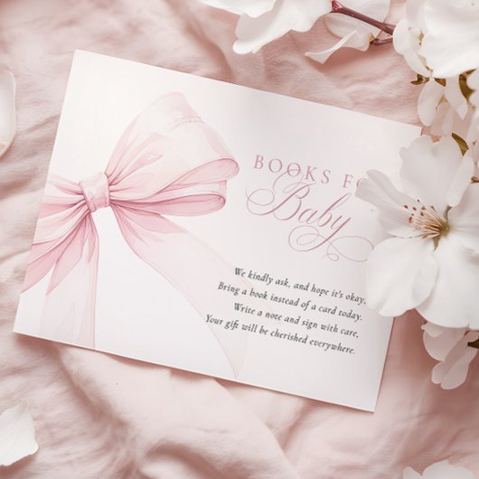 Girly Pink Bow Baby shower Boeken voor Baby Informatiekaartje