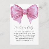 Girly Pink Bow Baby shower Boeken voor Baby Informatiekaartje (Voorkant)