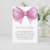 Girly Pink Bow Baby shower Boeken voor Baby Informatiekaartje (Staand voorkant)
