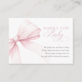 Girly Pink Bow Baby shower Boeken voor Baby Informatiekaartje (Voorkant)