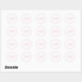 Girly Pink Bow Baby shower Retouradres Ronde Sticker (Vel)