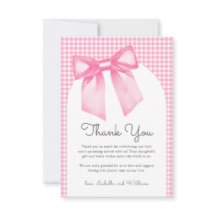 Girly Pink Bow Baby Shower Thank You Card
