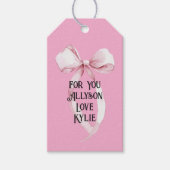 Girly Pink Bow Cadeaulabel (Voorkant)