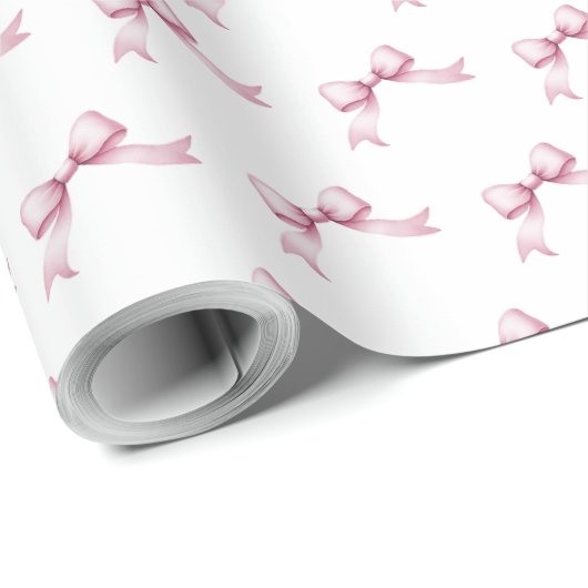 Girly Pink Bow Cadeaupapier (Rol Hoek)