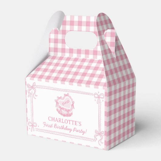 Girly Pink Bow Cake Verjaardag Favoriet Box Bedankdoosjes (Achterkant)